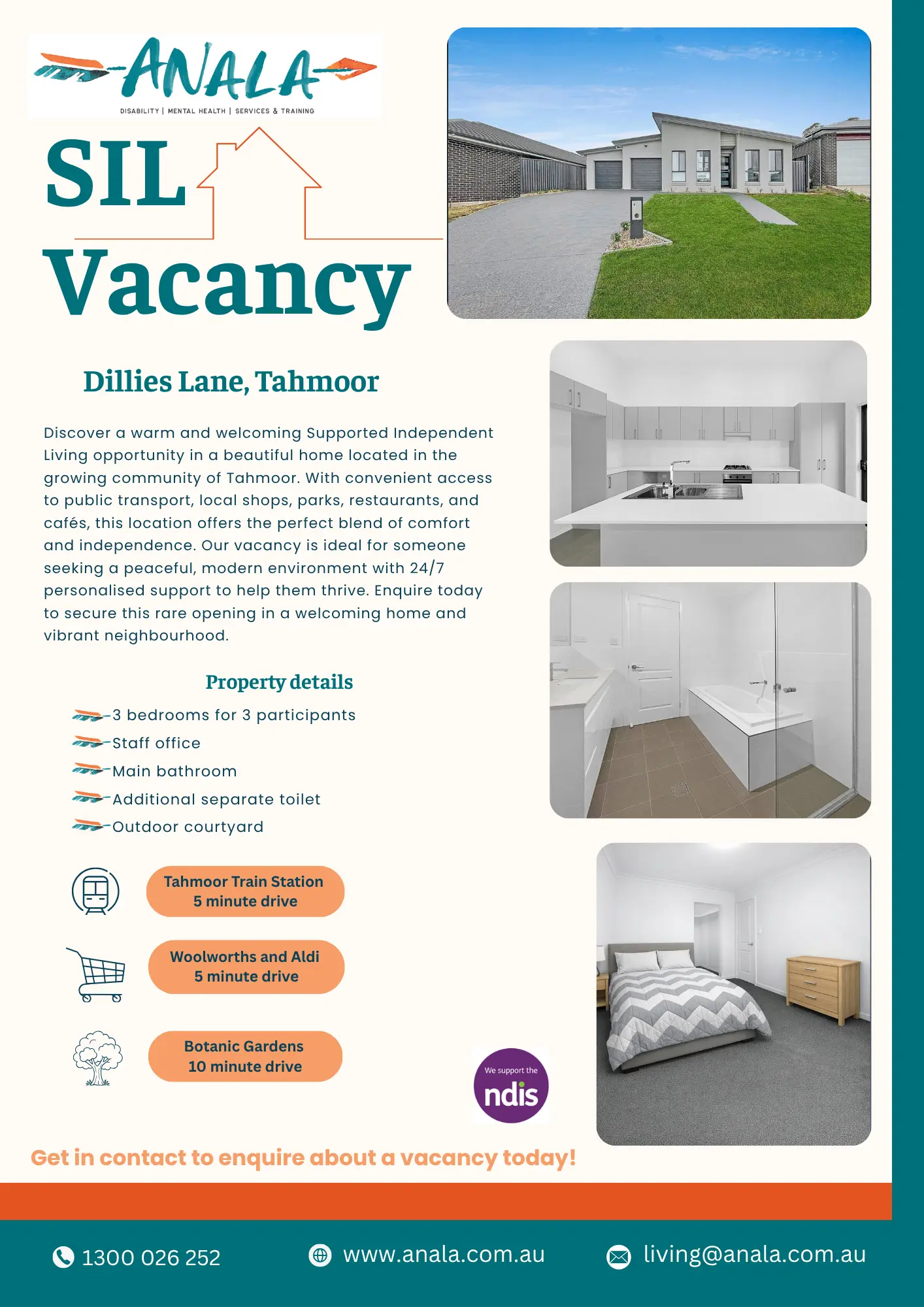 Supported Independent Living Vacancy at Tahmoor - Contact Anala